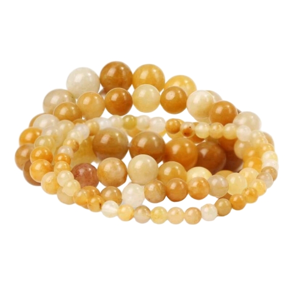4 Gemstone Bracelets Yellow Jade Natural Crystal Stone - Picture 6 of 7